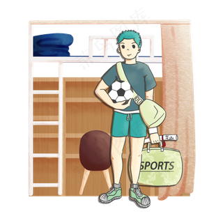 毕业季棕色学生宿舍收拾好行李的