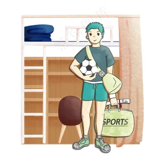 毕业季棕色学生宿舍收拾好行李的