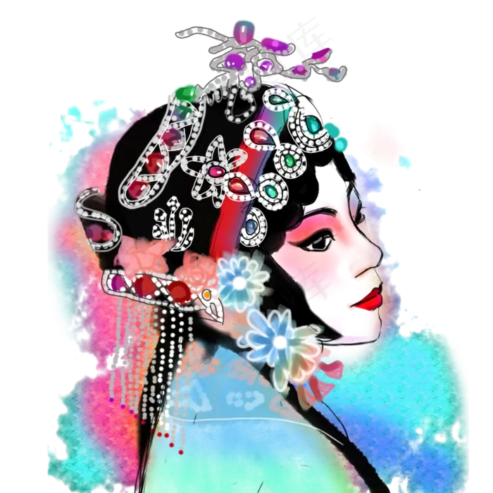 京剧花旦扮相,免抠元素(3000*3000px 300 dpi )psd模版下载