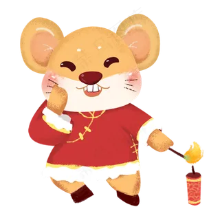 鼠年新年放鞭炮,免抠元素