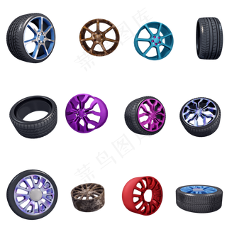 立体质感轮胎套图png图,免抠元素