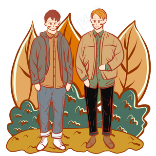 2020年鼠年新年卡通人物团聚小插�,免抠元素