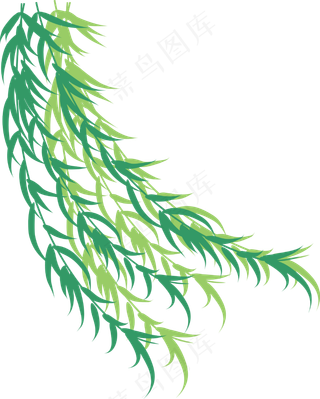 清明节水彩漂浮的柳枝