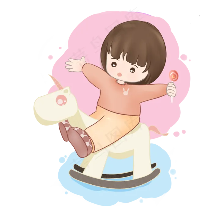 小女孩玩木马(2050X2050(DPI:299))psd模版下载