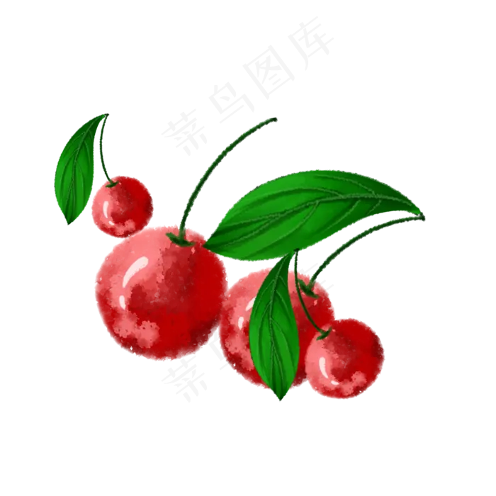 水彩风格手绘水果樱桃三四个(2000X2000(DPI:300))psd模版下载