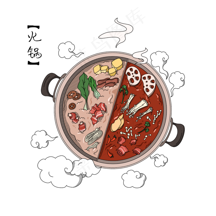 国潮美食,免抠元素(4788*4788px 300 dpi )psd模版下载