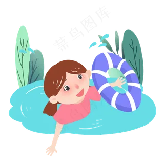 夏至女孩游泳PNG