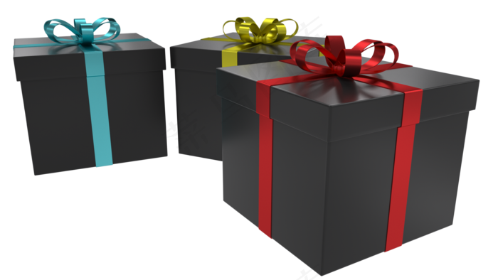 节日黑色礼品盒子,免抠元素