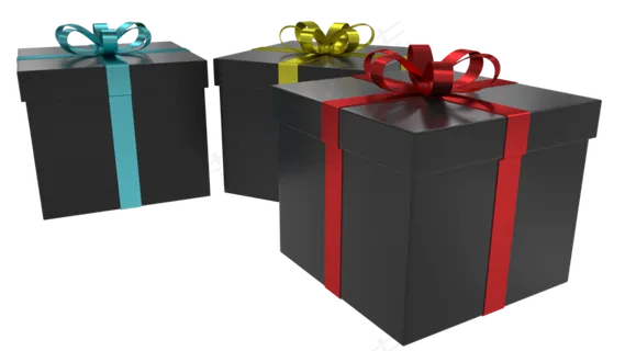 节日黑色礼品盒子,免抠元素
