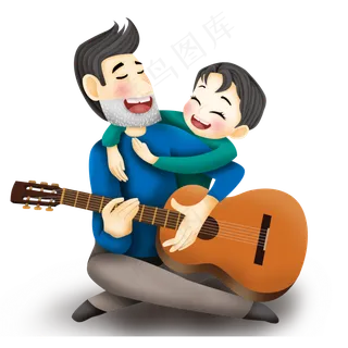 父子弹吉他父亲节元素设计