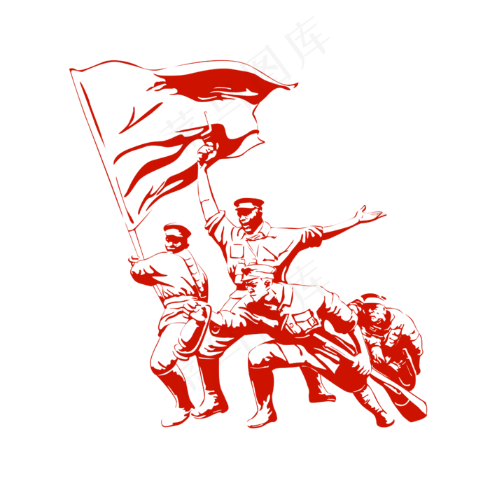建军节军人红色剪影(2500X2500(DPI:300))psd模版下载