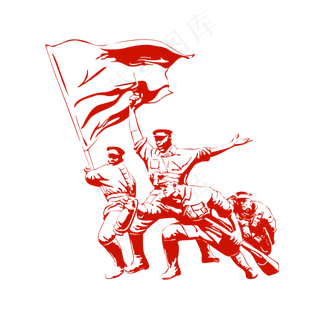 建军节军人红色剪影