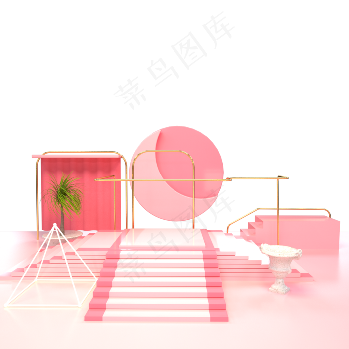 女王节粉红色场景,免抠元素