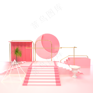 女王节粉红色场景,免抠元素