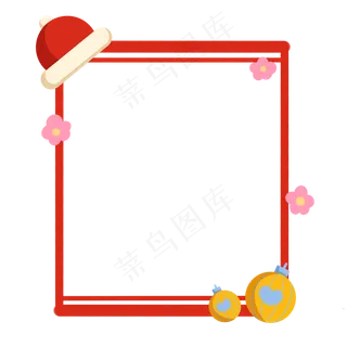 圣诞节红色圣诞帽边框,免抠元素