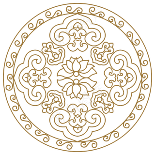 中式云纹花朵矢量图