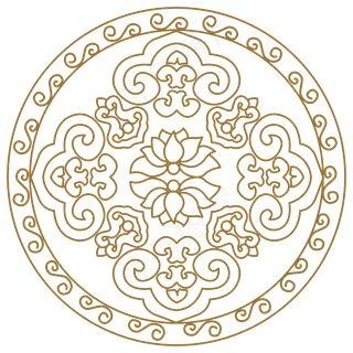 中式云纹花朵矢量图