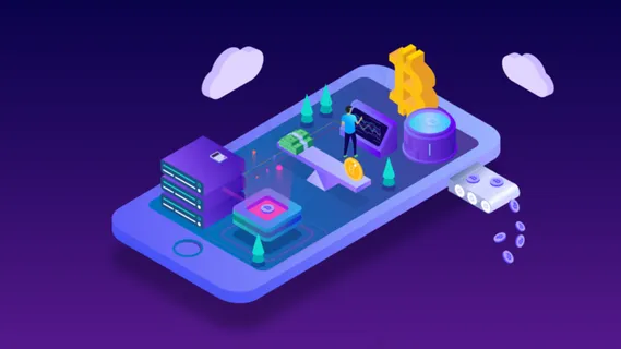 比特币区块链科技金融2.5D矢量 比特币区块链科技金融2.5D矢量