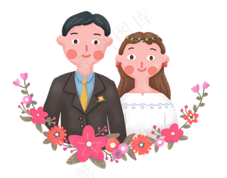 婚礼季新人结婚幸福美满婚姻,免抠元素