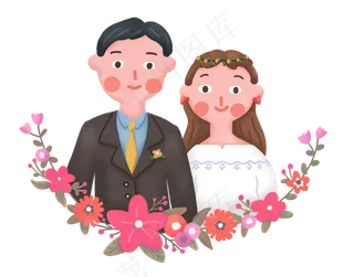 婚礼季新人结婚幸福美满婚姻,免抠元素