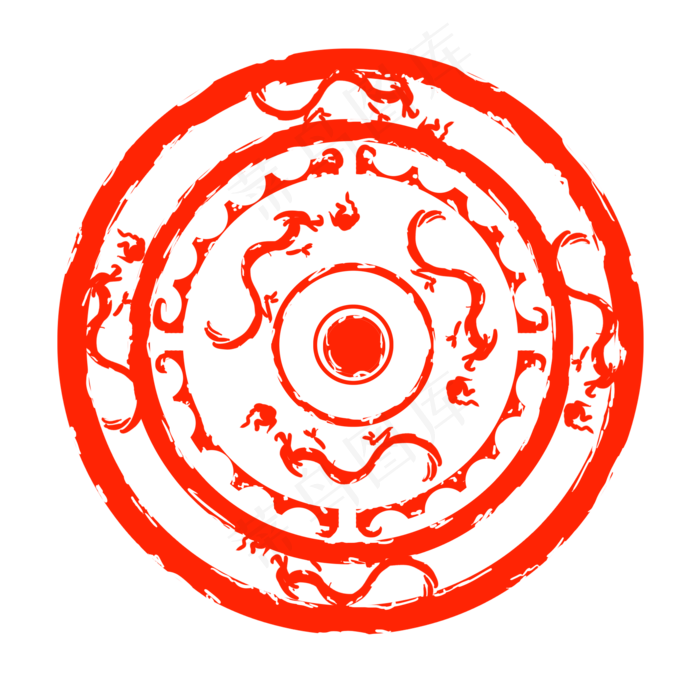 卡通龙纹印章插画