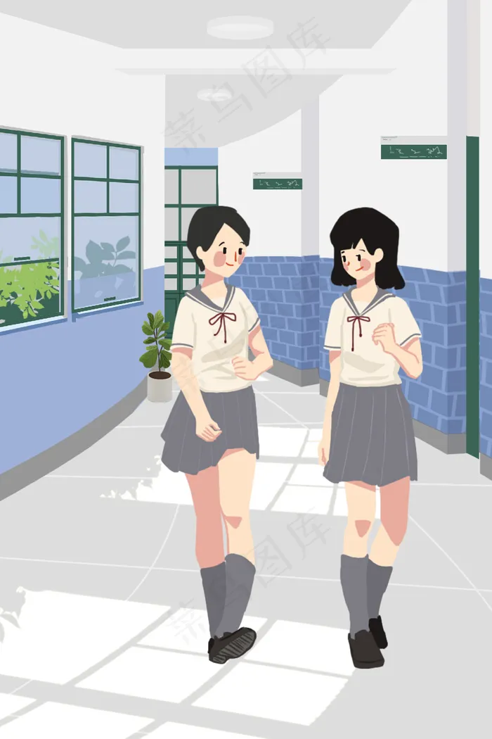 夏天校园学生女孩(3545X5315(DPI:300))psd模版下载