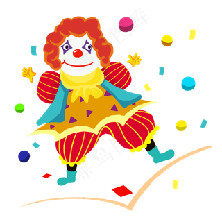 愚人节马戏小丑平衡木抛球球手绘