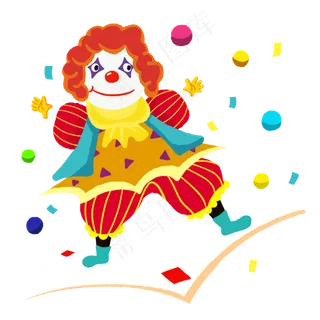 愚人节马戏小丑平衡木抛球球手绘