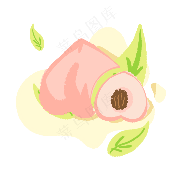 夏日小清新水蜜桃水果PNG免抠