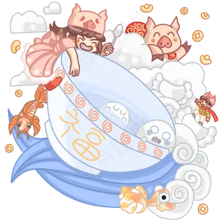 猪年大吉吃汤圆吃饺子财源广进,免抠元素