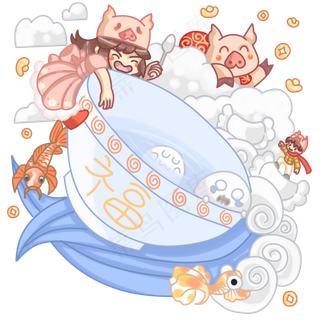 猪年大吉吃汤圆吃饺子财源广进,免抠元素