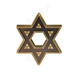 炫酷黑金风立体五角星星,免抠元素