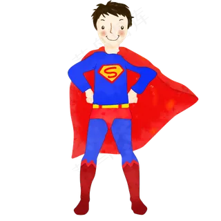 父亲节卡通手绘超人爸爸PSD