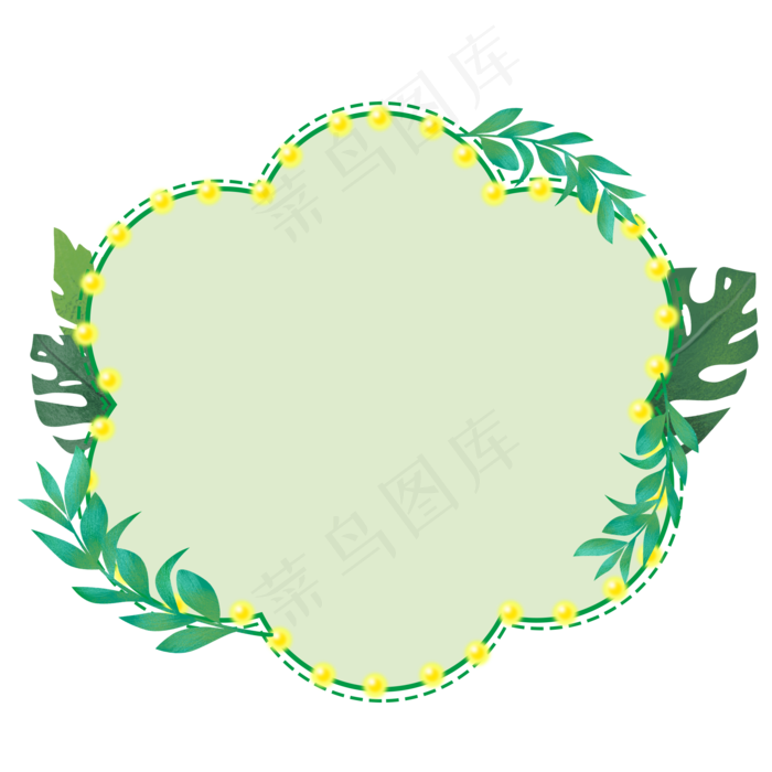 春天绿色植物边框,免抠元素
