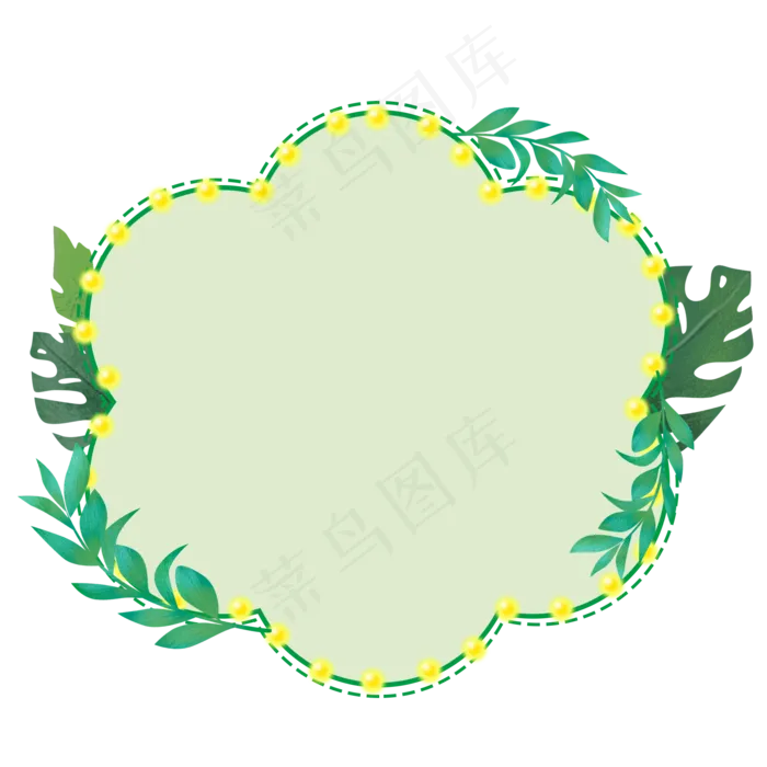 春天绿色植物边框,免抠元素