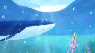 夏日海底鲸鱼水草潜水