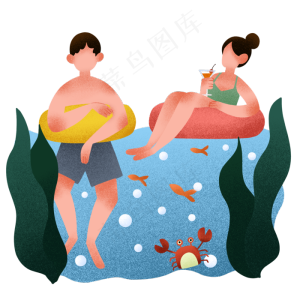 夏季海滩游泳情侣