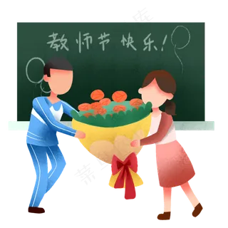 教师节抱着鲜花女孩