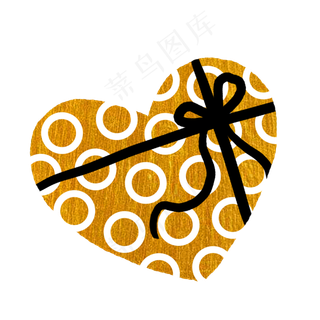 情人节金色简约扁平爱心礼盒PNG免,免抠元素