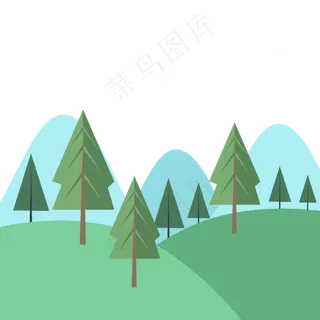 手绘植树节绿色树木下载,免抠元素