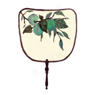 水彩手绘扇子装饰画