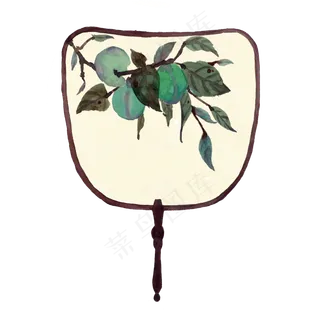 水彩手绘扇子装饰画