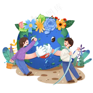 帮地球打扫卫生和洗澡的人物免抠