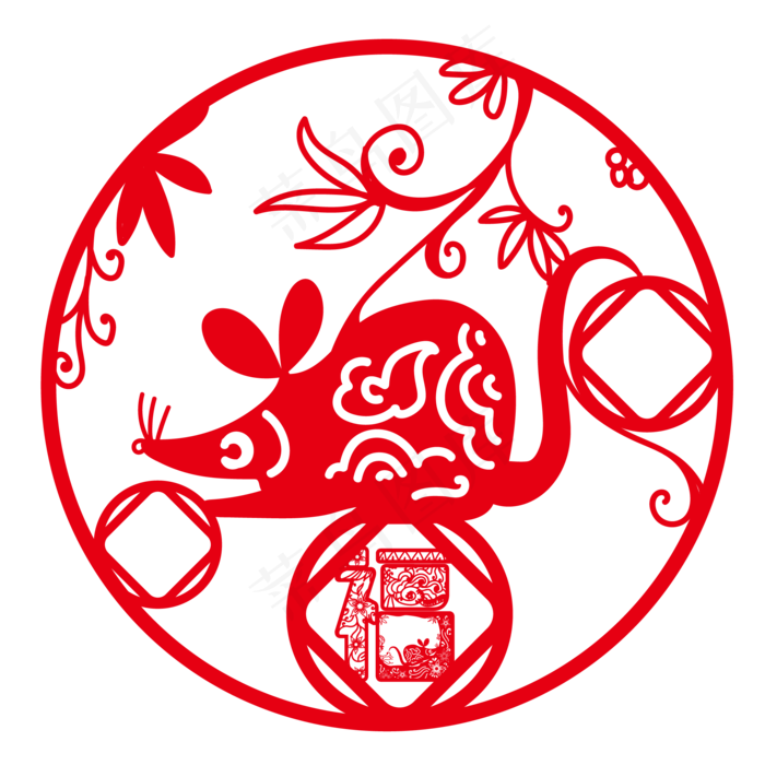 鼠年窗花png下载,免抠元素(2000*2000px 300 dpi )ai矢量模版下载