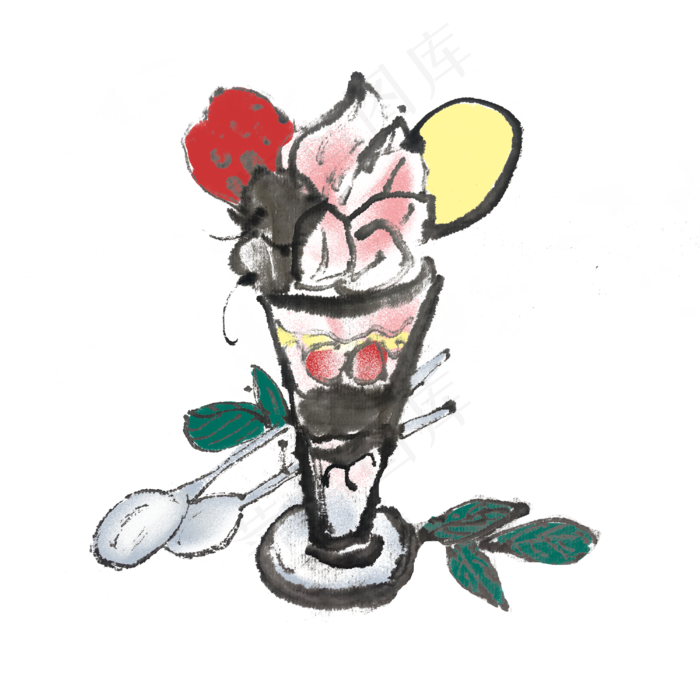 冰淇淋彩色手绘甜品(4000X4000(DPI:300))psd模版下载