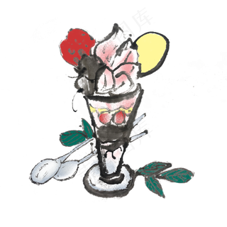 冰淇淋彩色手绘甜品