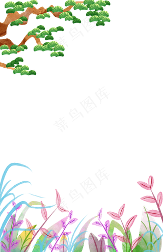 装饰边框绿色春天植物PNG中国