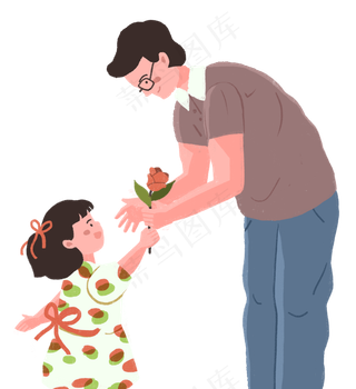 父亲节女孩给爸爸送花