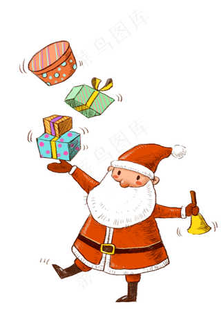 送礼物的圣诞老人PNG素材,免抠元素