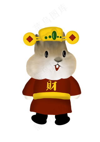 鼠年财神卡通手绘,免抠元素